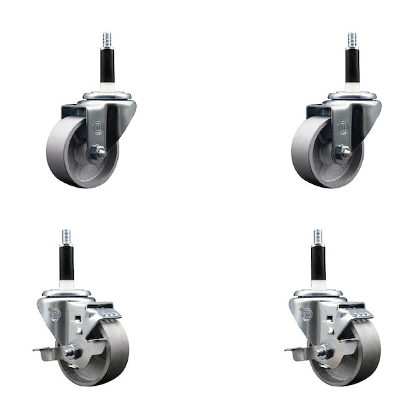 Service Caster 3'' Semi Steel Wheel Swivel 7/8'' Expanding Stem Caster Set 2 Brakes, 4PK SCC-EX20S314-SSS-2-TLB-2-78 - main